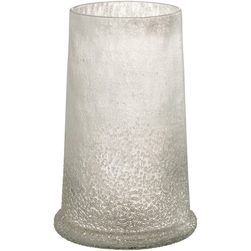 Photophore original conique XL Diamètre 17 cm en Verre Blanc Motif givré Sugar - 2