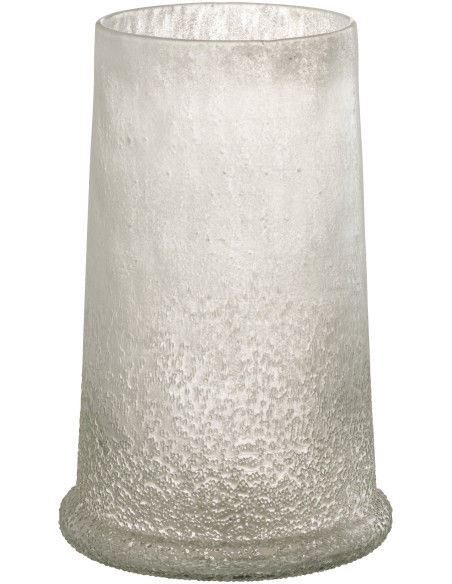 Photophore original conique XL Diamètre 17 cm en Verre Blanc Motif givré Sugar - 2