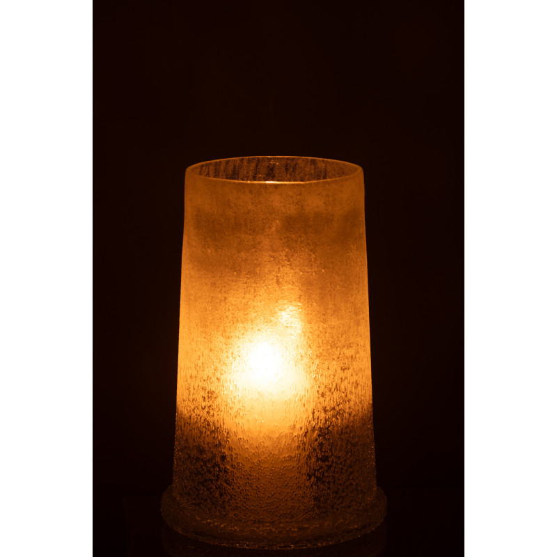 Photophore original conique XL Diamètre 17 cm en Verre Blanc Motif givré Sugar - 3