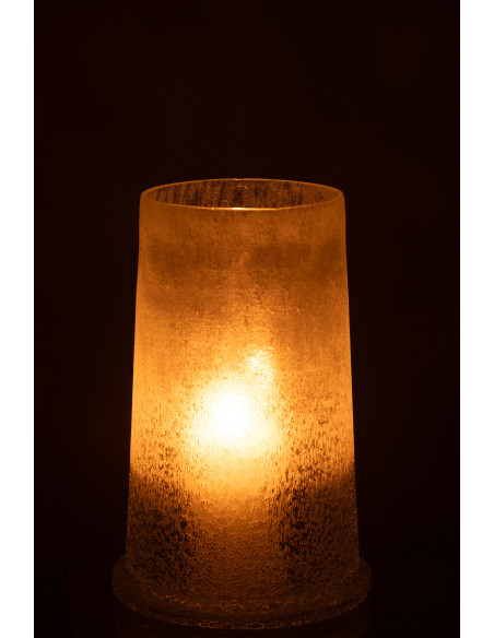 Photophore original conique XL Diamètre 17 cm en Verre Blanc Motif givré Sugar - 3