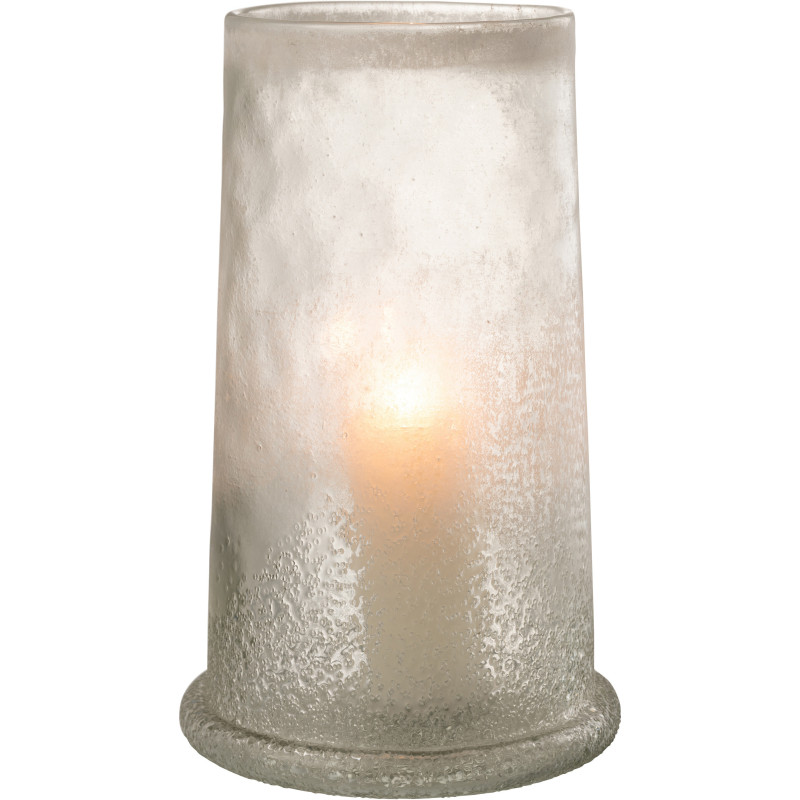 Photophore original conique XL Diamètre 23 cm en Verre Blanc Motif givré Sugar - 1