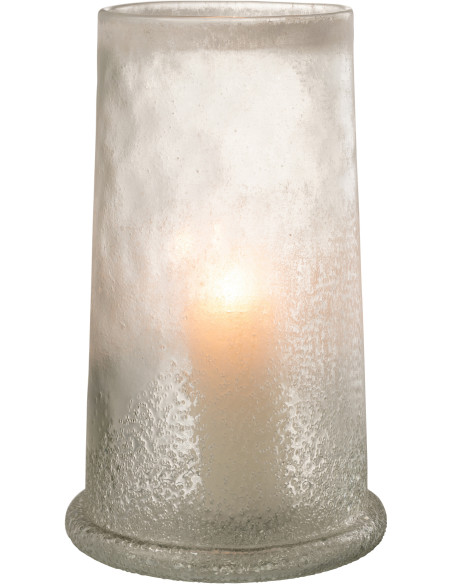 Photophore original conique XL Diamètre 23 cm en Verre Blanc Motif givré Sugar - 1