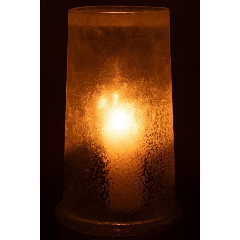 Photophore original conique XL Diamètre 23 cm en Verre Blanc Motif givré Sugar - 3