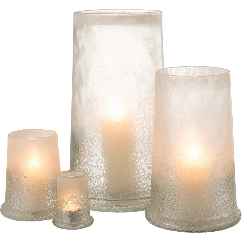 Photophore original conique XL Diamètre 23 cm en Verre Blanc Motif givré Sugar - 4