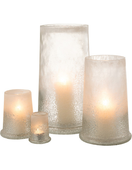 Photophore original conique XL Diamètre 23 cm en Verre Blanc Motif givré Sugar - 4