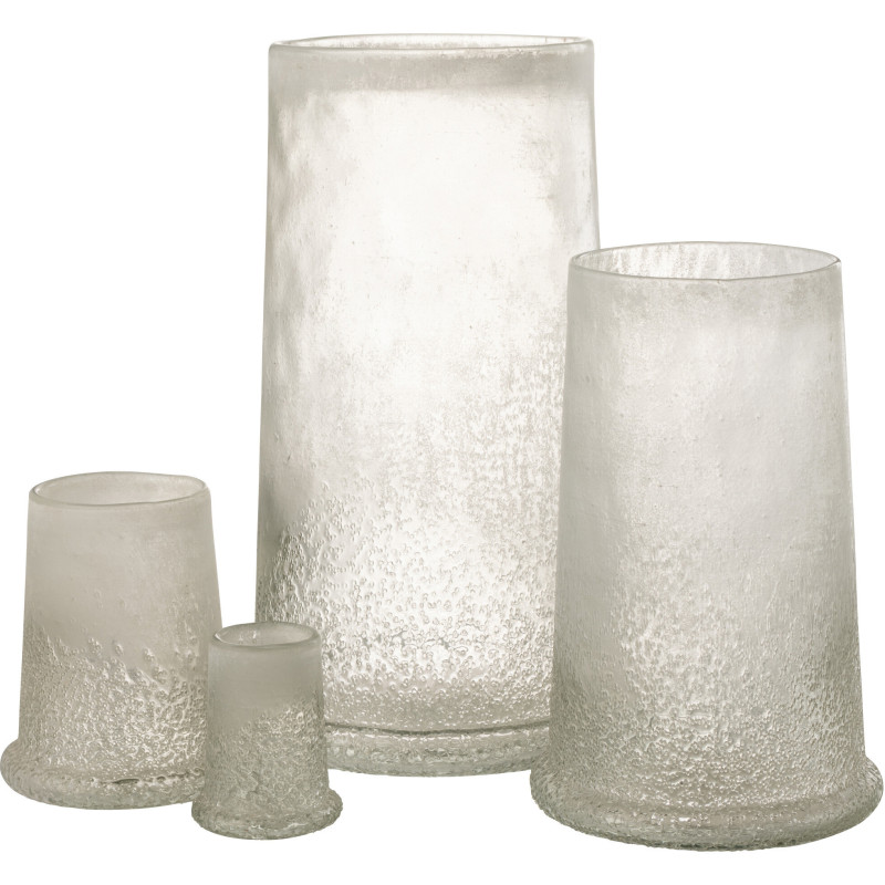 Photophore original conique XL Diamètre 23 cm en Verre Blanc Motif givré Sugar - 5