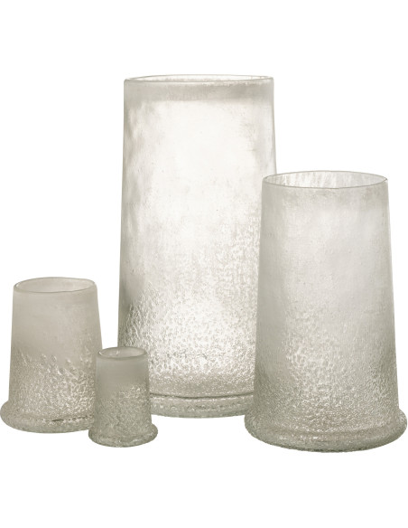 Photophore original conique XL Diamètre 23 cm en Verre Blanc Motif givré Sugar - 5