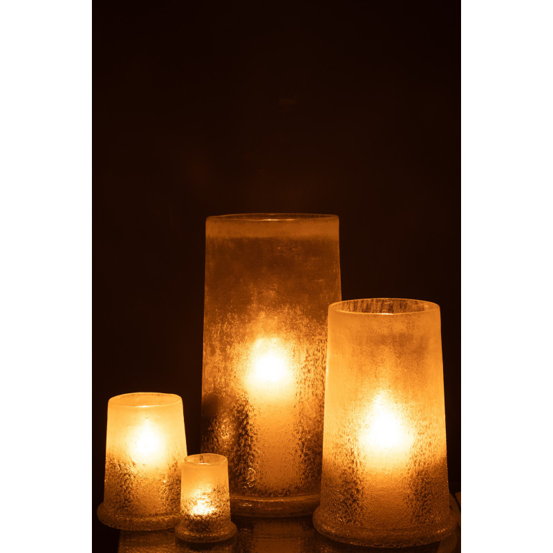 Photophore original conique XL Diamètre 23 cm en Verre Blanc Motif givré Sugar - 6