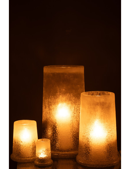 Photophore original conique XL Diamètre 23 cm en Verre Blanc Motif givré Sugar - 6