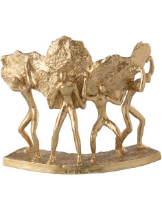 Statuette déco abstraite Porteurs de pierres Hauteur 27 cm en Résine Doré Gamini - 1