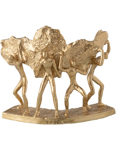 Statuette déco abstraite Porteurs de pierres Hauteur 27 cm en Résine Doré Gamini - 1