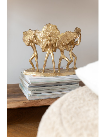 Statuette déco abstraite Porteurs de pierres Hauteur 27 cm en Résine Doré Gamini - 2