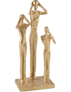 Statuette déco abstraite Voir Entendre Se taire Hauteur 42 cm en Résine Dorée Hylorn - 1