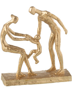 Statuette déco moderne Couple avec enfant Hauteur 28 cm en Résine Dorée Ralden - 1
