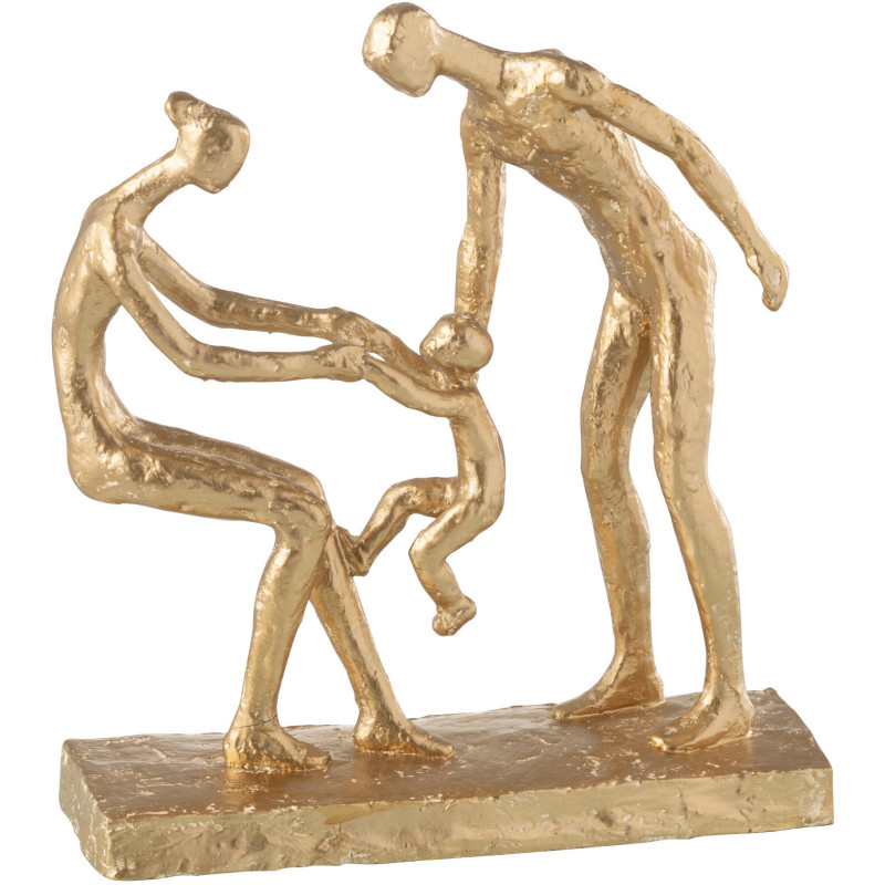 Statuette déco moderne Couple avec enfant Hauteur 28 cm en Résine Dorée Ralden - 1