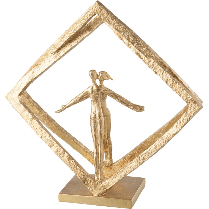 Statuette déco abstraite Couple losange Hauteur 44 cm en Résine Doré Lovaris - 1