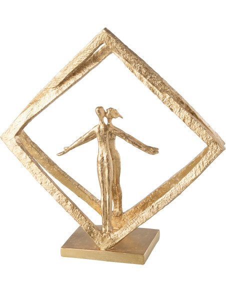 Statuette déco abstraite Couple losange Hauteur 44 cm en Résine Doré Lovaris - 1
