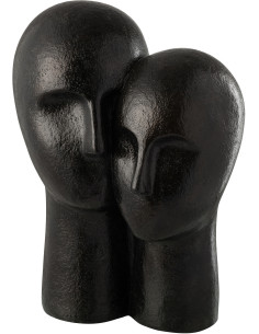 Statuette déco Visages Couple Hauteur 42 cm en Résine Noir Wylera - 1
