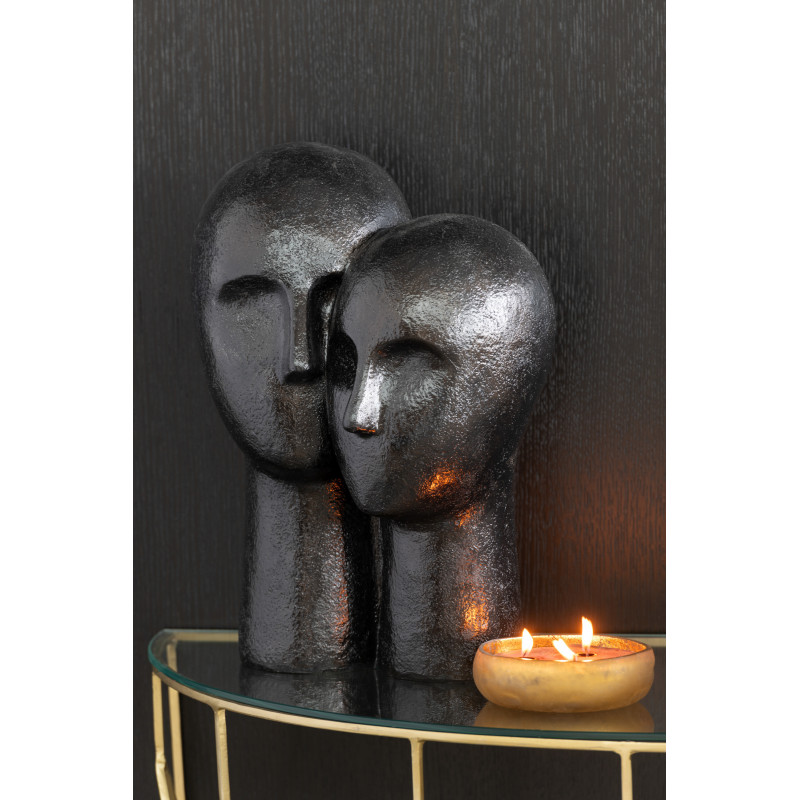 Statuette déco Visages Couple Hauteur 42 cm en Résine Noir Wylera - 2