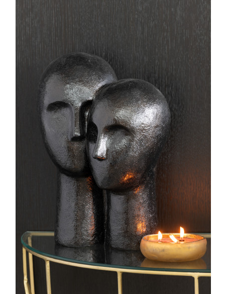 Statuette déco Visages Couple Hauteur 42 cm en Résine Noir Wylera - 2
