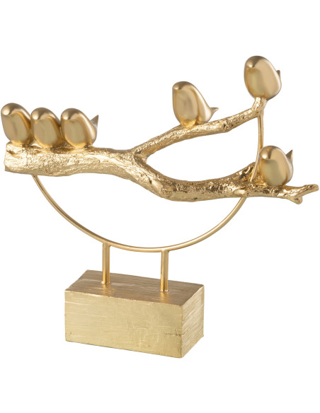 Statuette déco moderne Oiseaux sur branche 35 cm en Résine Doré Halvor - 1