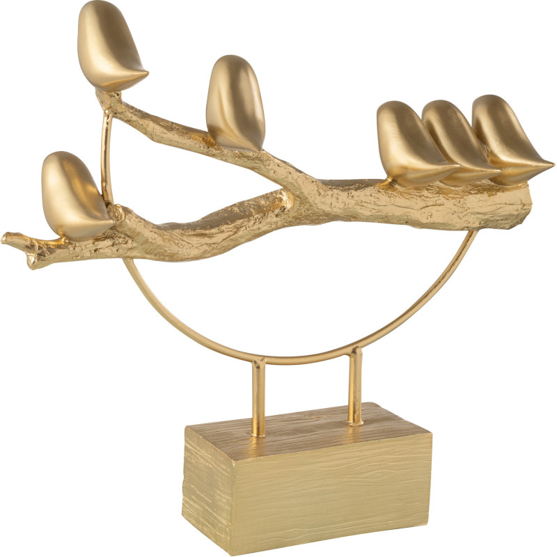 Statuette déco moderne Oiseaux sur branche 35 cm en Résine Doré Halvor - 3