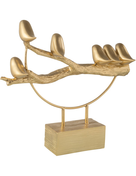 Statuette déco moderne Oiseaux sur branche 35 cm en Résine Doré Halvor - 3