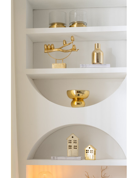 Statuette déco moderne Oiseaux sur branche 35 cm en Résine Doré Halvor - 4