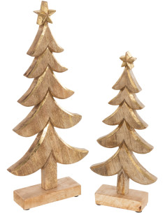 Sapin de Noël 40 cm en Bois de manguier Doré - 2