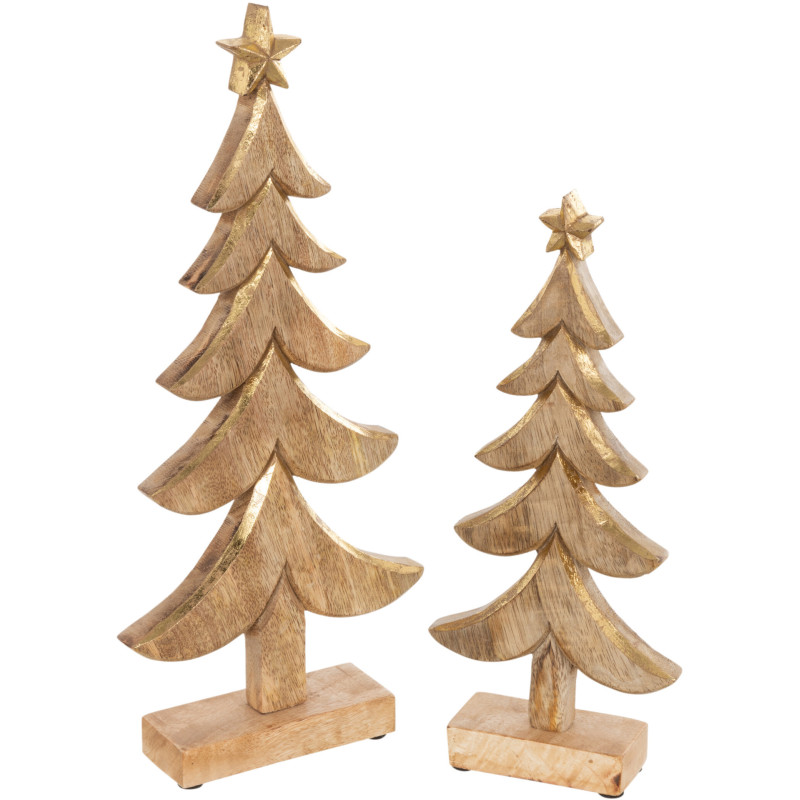 Sapin de Noël 40 cm en Bois de manguier Doré - 2