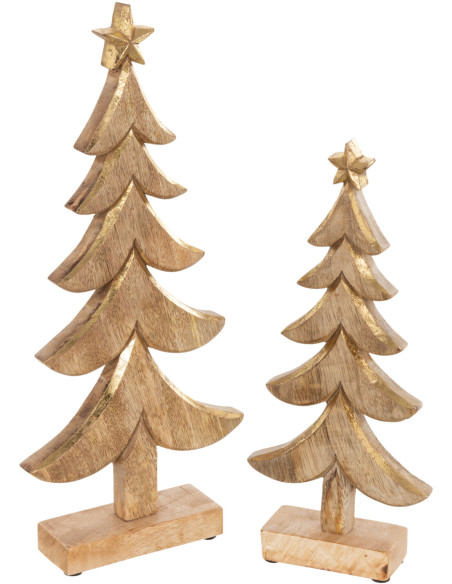 Sapin de Noël 40 cm en Bois de manguier Doré - 2