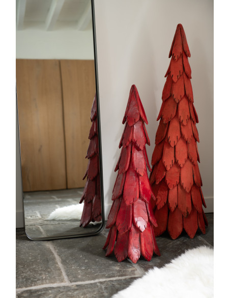 Sapin de Noël original XXL Hauteur 120 cm en Bois de châtaignier Rouge Elvany - 2
