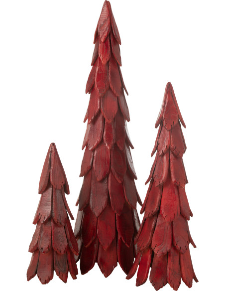 Sapin de Noël original XXL Hauteur 120 cm en Bois de châtaignier Rouge Elvany - 3
