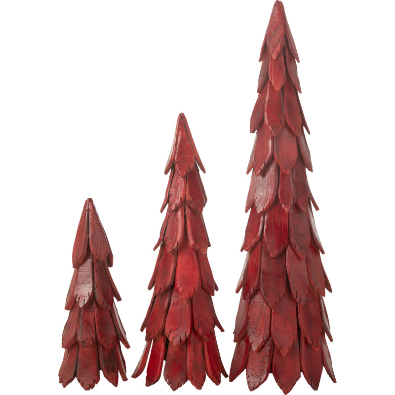 Sapin de Noël original XXL Hauteur 120 cm en Bois de châtaignier Rouge Elvany - 4