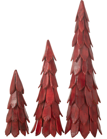 Sapin de Noël original XXL Hauteur 120 cm en Bois de châtaignier Rouge Elvany - 4