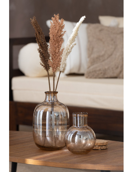 Vase Boule Neck Hauteur 20 cm en Verre Ambre - 3