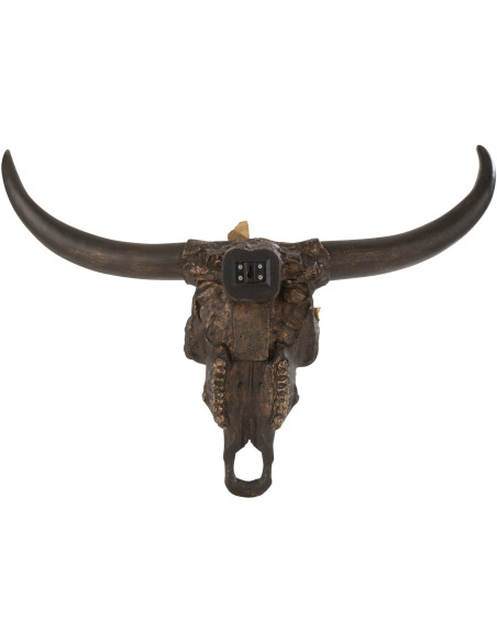 Décoration murale originale XXL Crâne Papillons 93 cm en Résine Marron Doré Thurios - 2