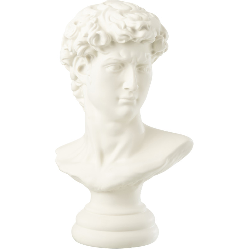 Statue déco antique Xl Buste David Hauteur 50 cm en Résine Blanc Xylora - 1