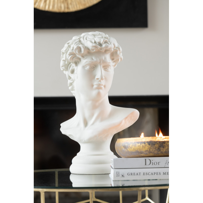 Statue déco antique Xl Buste David Hauteur 50 cm en Résine Blanc Xylora - 2