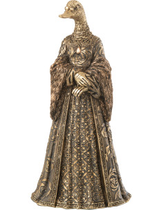 Statuette déco originale Femme Oie Hauteur 31 cm en Résine Doré Anthropo - 1