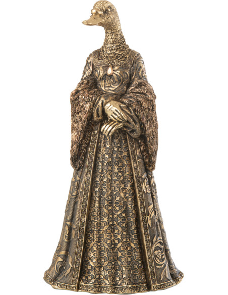 Statuette déco originale Femme Oie Hauteur 31 cm en Résine Doré Anthropo - 1