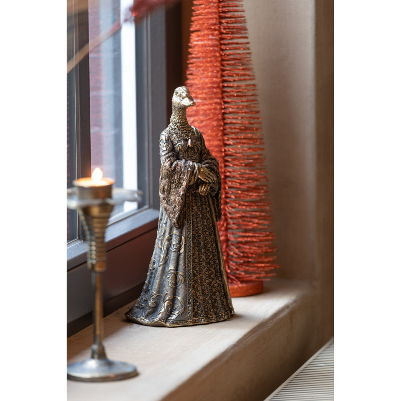 Statuette déco originale Femme Oie Hauteur 31 cm en Résine Doré Anthropo - 2