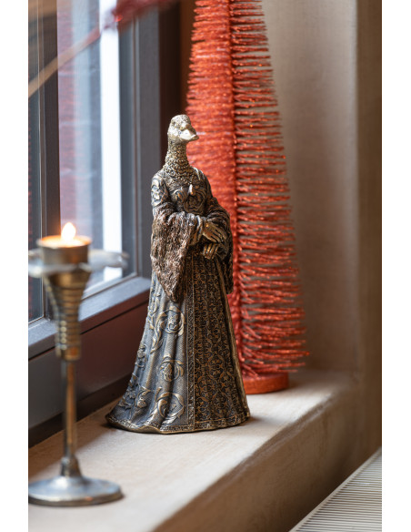 Statuette déco originale Femme Oie Hauteur 31 cm en Résine Doré Anthropo - 2
