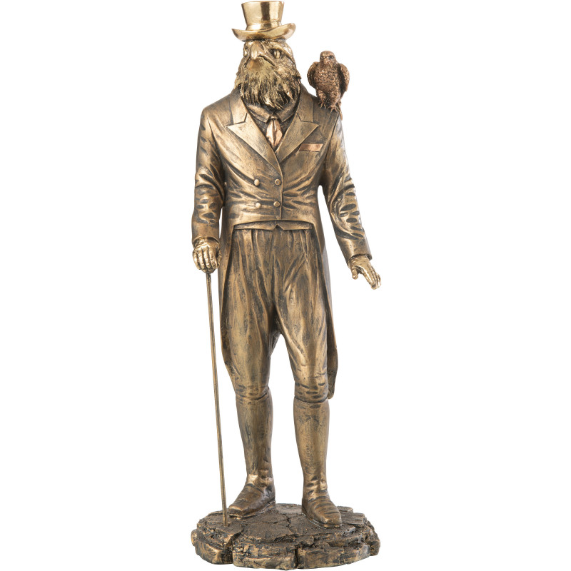 Statuette déco originale Homme Aigle Hauteur 37 cm en Résine Doré Anthropo - 1