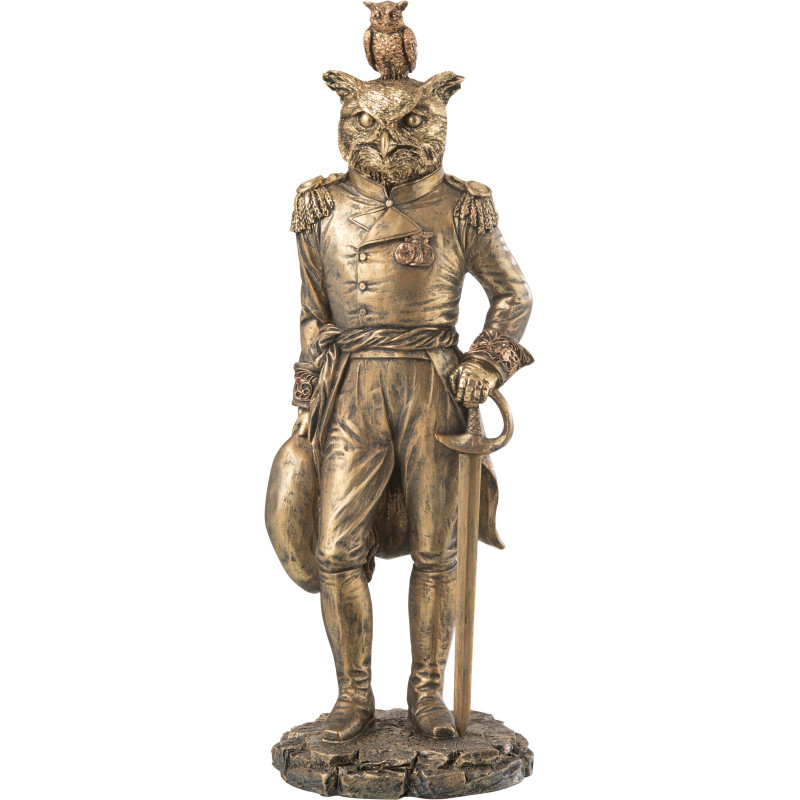 Statuette déco originale Homme Hibou Hauteur 38 cm en Résine Doré Anthropo - 1