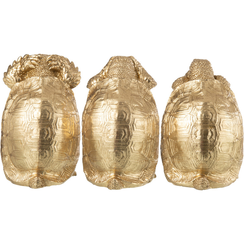 Statuette déco Tortue Voir Entendre Se taire Hauteur 14 cm en Résine Doré Rolvan (Lot de 3) - 3