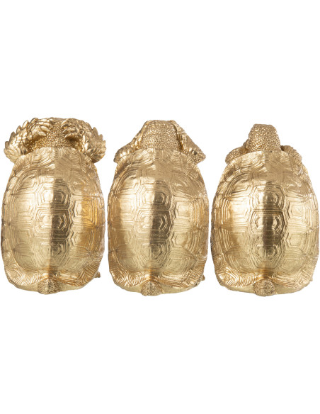 Statuette déco Tortue Voir Entendre Se taire Hauteur 14 cm en Résine Doré Rolvan (Lot de 3) - 3