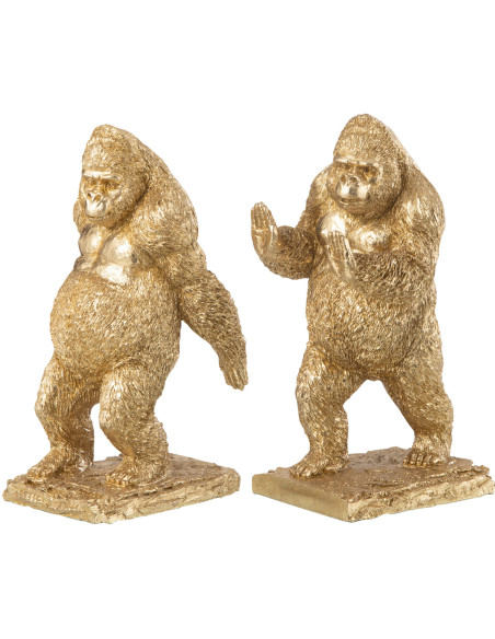 Serre livres original Gorille Hauteur 24 cm en Résine Doré Massimo - 1