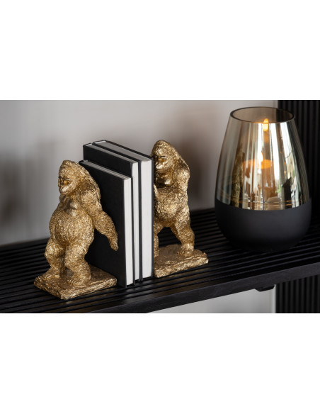 Serre livres original Gorille Hauteur 24 cm en Résine Doré Massimo - 2