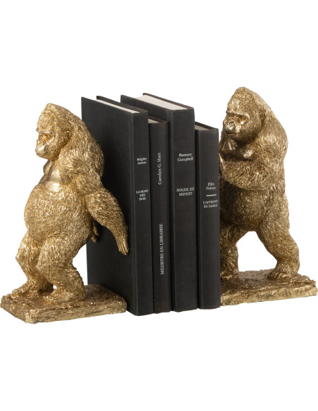 Serre livres original Gorille Hauteur 24 cm en Résine Doré Massimo - 3